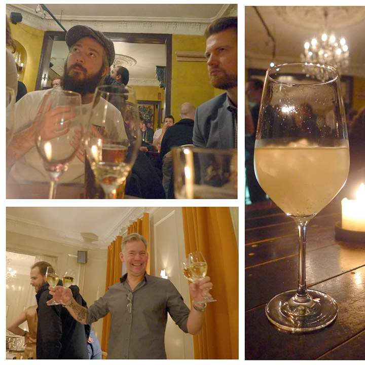 Even Ramsvik og uberblogger Anders Husa, granskuddpunsj og en superhappy Erik med cava i begge hender. Even Ramsvik og uberblogger Anders Husa, granskuddpunsj og en superhappy Erik med cava i begge hender.